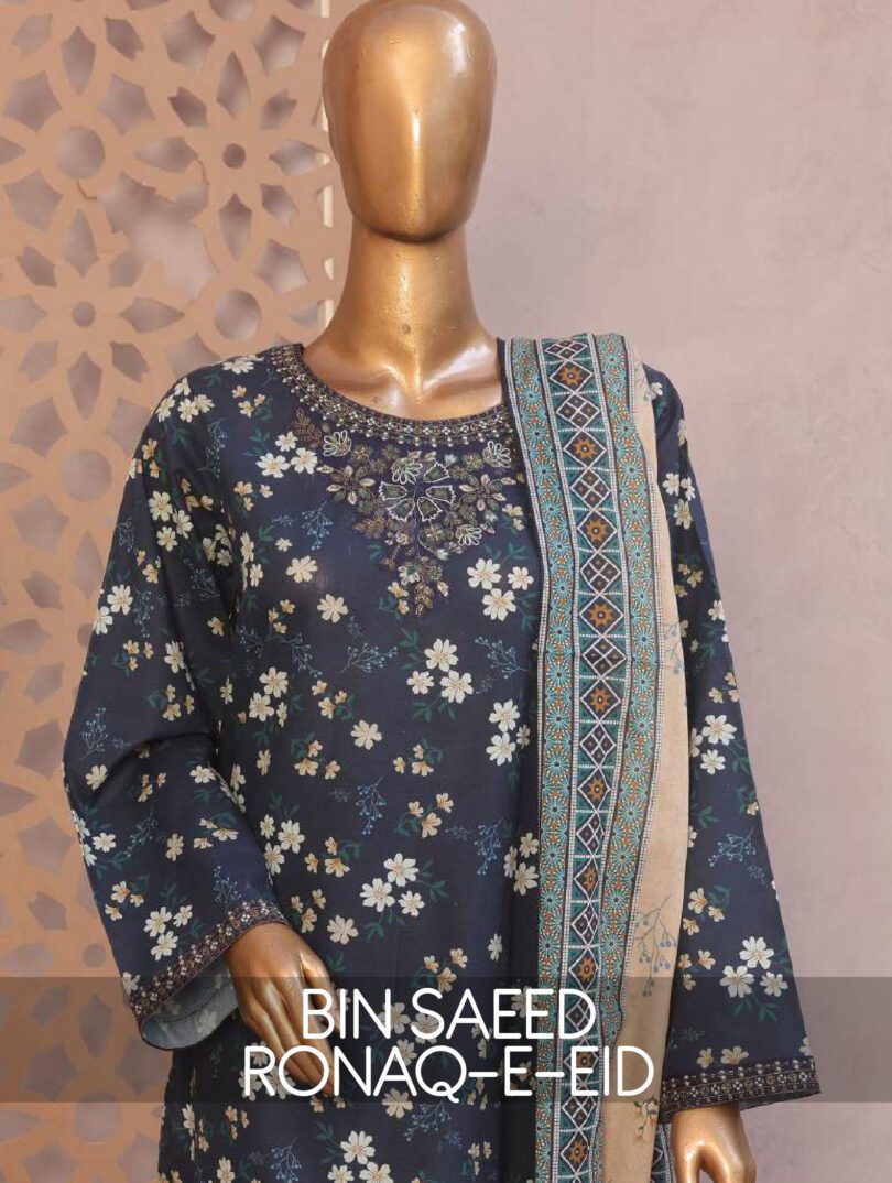 BIN SAEED RONAQ-E-EID EXCLUSIVE EMBROIDERED 3 PC LAWN