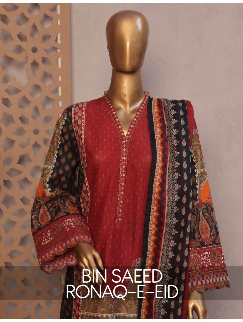 BIN SAEED RONAQ-E-EID EXCLUSIVE EMBROIDERED 3 PC LAWN