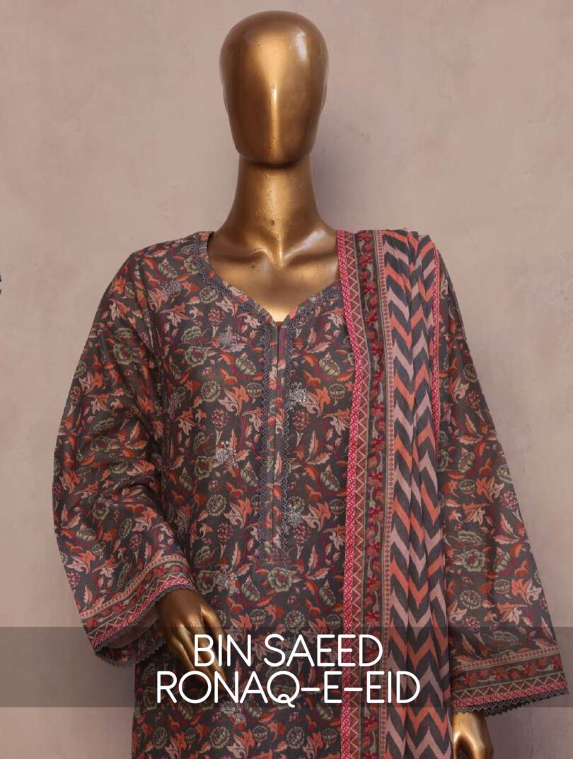 BIN SAEED RONAQ-E-EID EXCLUSIVE EMBROIDERED 3 PC LAWN