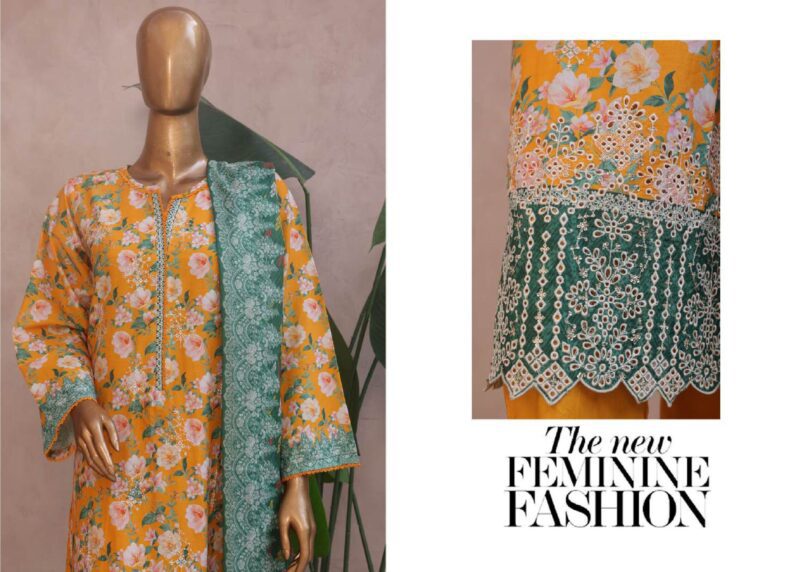 BIN SAEED RONAQ-E-EID EXCLUSIVE EMBROIDERED 3 PC LAWN - Image 3